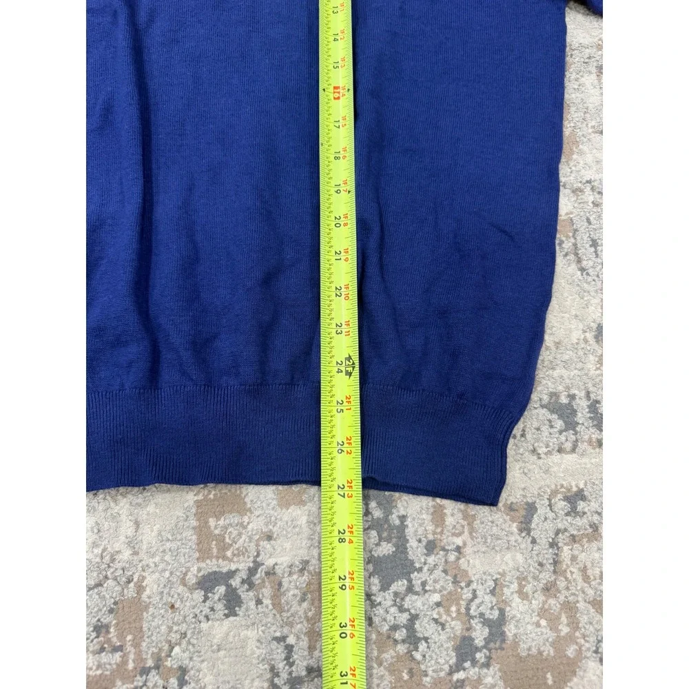 Alan Flusser Mens Blue Cotton Silk Cashmere Crewneck Sweater Medium NWT